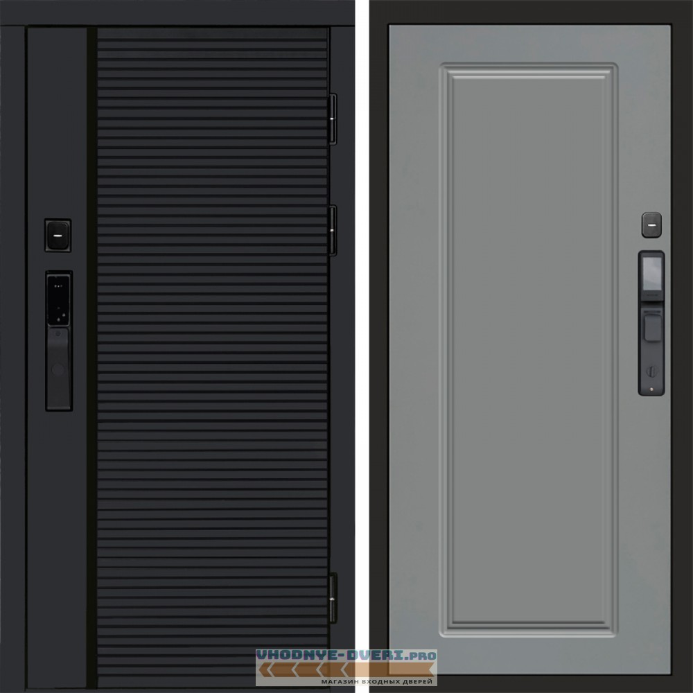 Входная дверь  Smart (Смарт) Black Line Гранд Grey софт